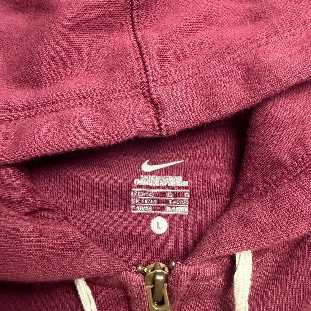 Nike Virginia Tech Hokies Full Zip Hoodie Maroon Kids Large L 12-14 Sweatshirt